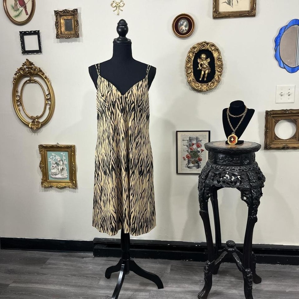 Vintage Natori Private Luxuries Zebra Print Slip Dress